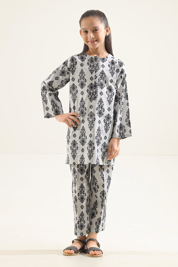 Printed Strip Lawn Stitched 2 Piece (Shirt/Trouser)  For Kids