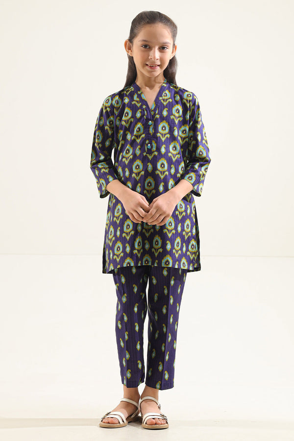 Printed Strip Lawn Stitched 2 Piece (Shirt/Trouser)  For Kids