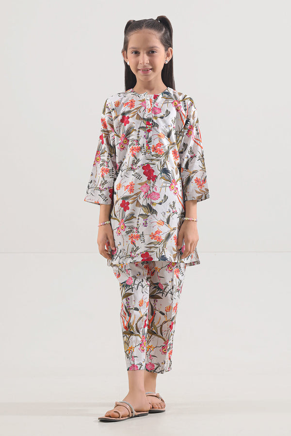 Printed Strip Lawn Stitched 2 Piece (Shirt/Trouser)  For Kids