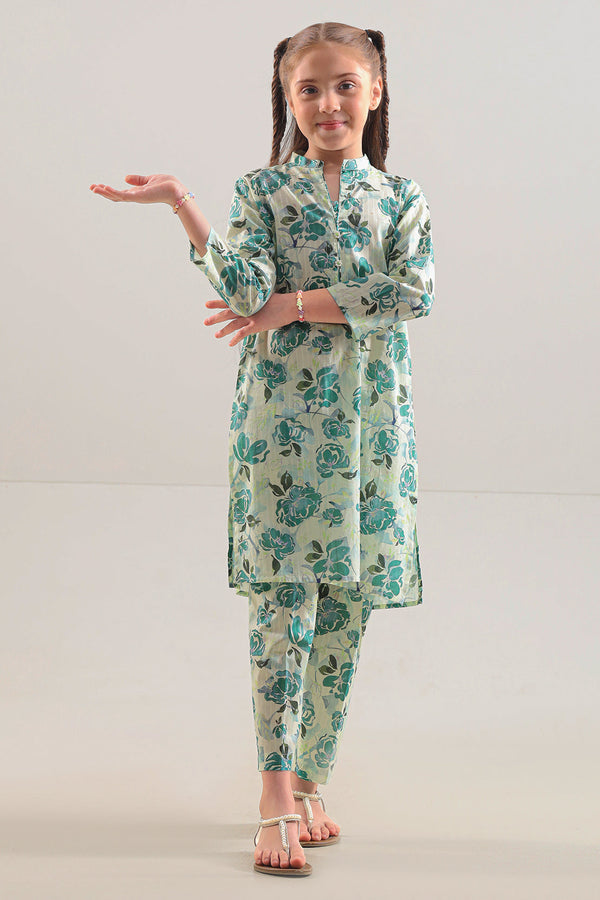 Printed Strip Lawn Stitched 2 Piece (Shirt/Trouser) For Kids