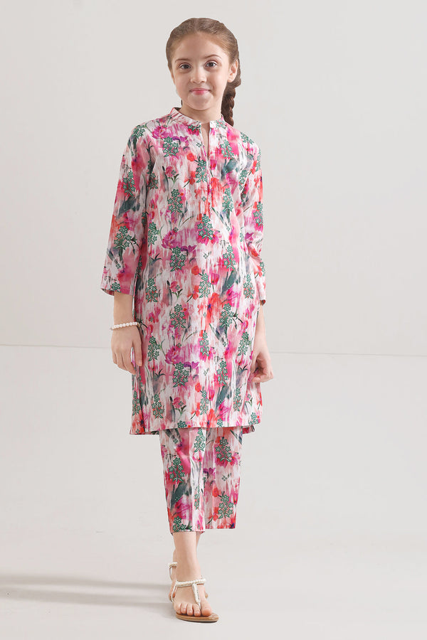 Printed Strip Lawn Stitched 2 Piece (Shirt/Trouser) For Kids