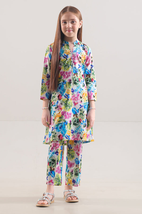 Printed Strip Lawn Stitched 2 Piece (Shirt/Trouser) For Kids