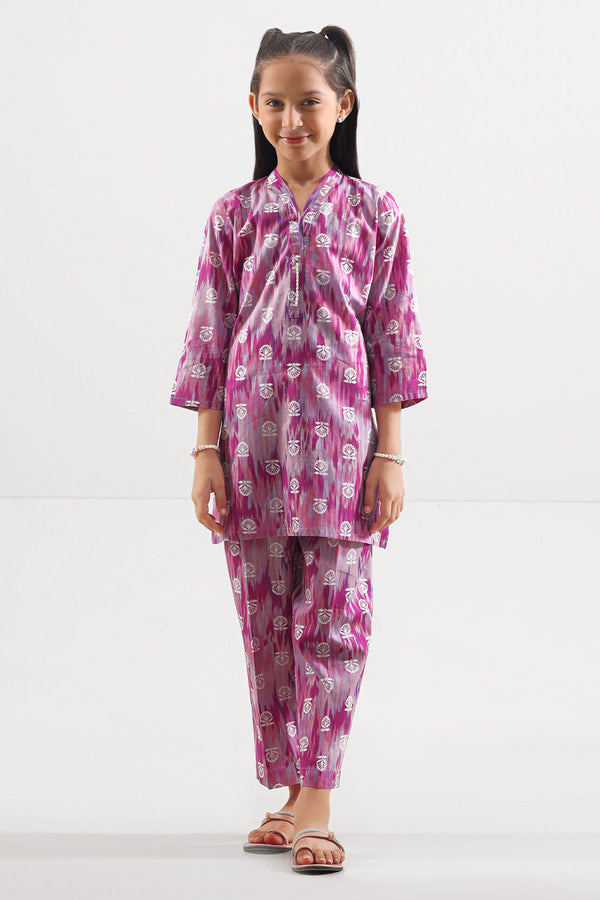 Printed Strip Lawn Stitched 2 Piece (Shirt/Trouser)  For Kids