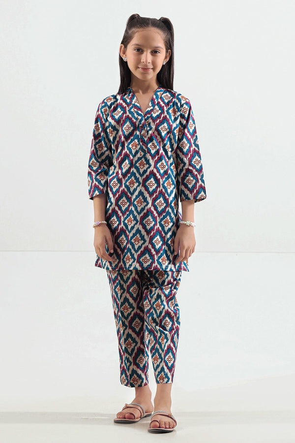 Printed Strip Lawn Stitched 2 Piece (Shirt/Trouser)  For Kids