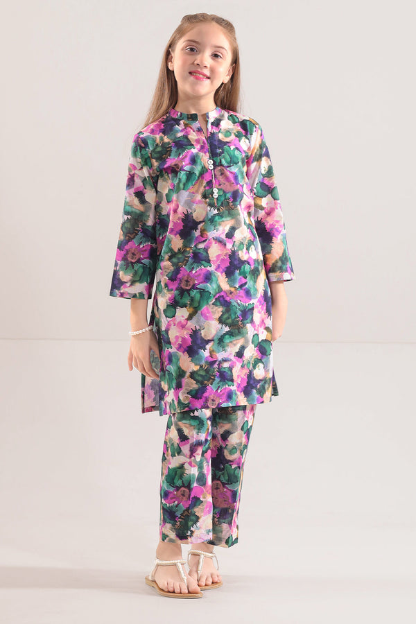 Printed Strip Lawn Stitched 2 Piece (Shirt/Trouser)  For Kids