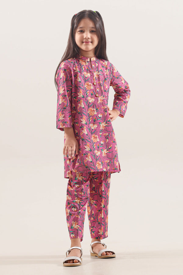 Printed Strip Lawn Stitched 2 Piece (Shirt/Trouser) For Kids