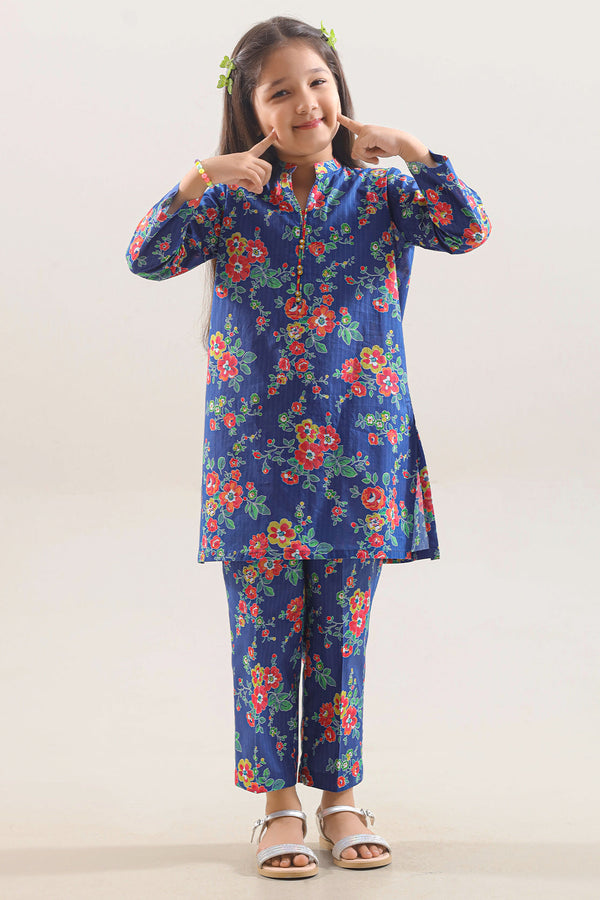 Printed Strip Lawn Stitched 2 Piece (Shirt/Trouser) For Kids
