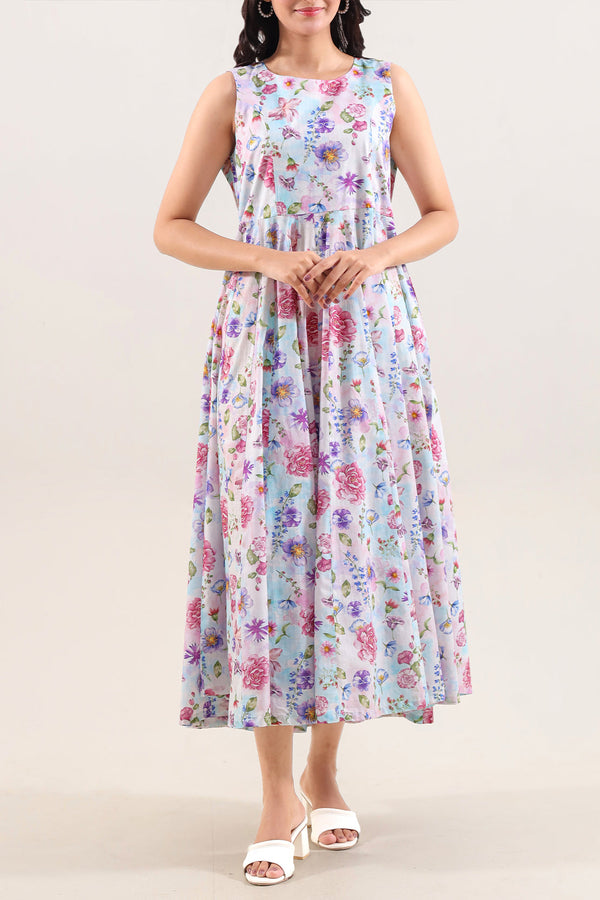 Printed Strip Lawn Stitched Dress