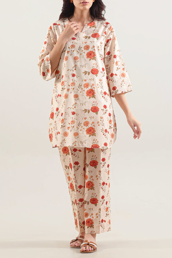 Printed Self Strip Lawn Stitched 2 Piece (Shirt/Trouser)