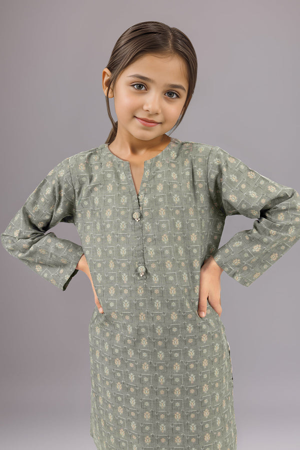 Stitched Cotton Jacquard Shirt/trouser For Kids