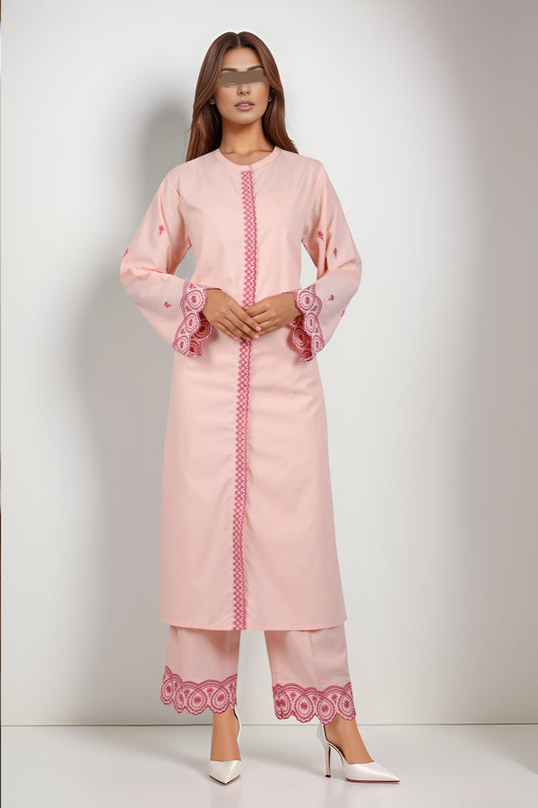 Solid Embroidered Wash N Wear Stitched 2 Piece (Shirt/Trouser)