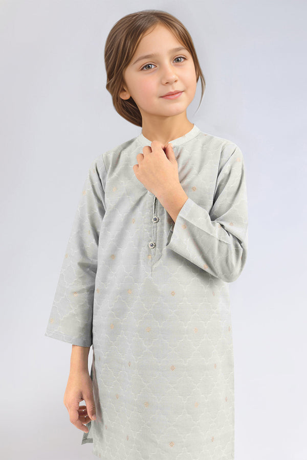 Stitched Cotton Jacquard Shirt/trouser For Kids