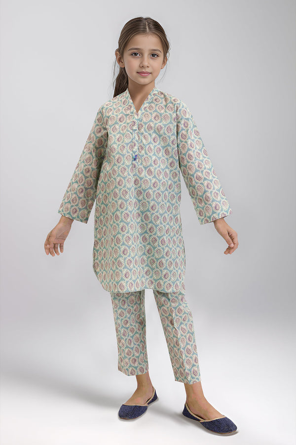 Stitched Printed  Lawn Shirt/Trouser For Kids