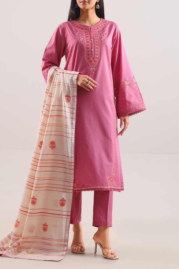 Luxury Pret Embroidered Cotton Jacquard Stitched 3 Piece