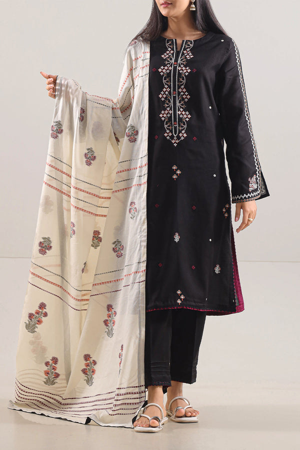 Luxury Pret Embroidered Cotton Jacquard Stitched 3 Piece