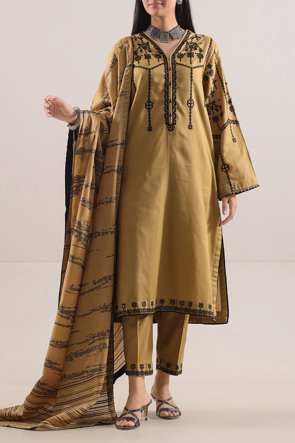 Luxury Pret Embroidered Cotton Jacquard Stitched 3 Piece