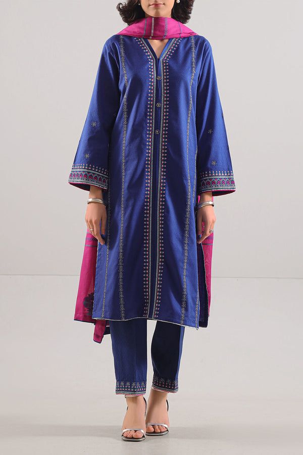 Luxury Pret Embroidered Cotton Jacquard Stitched 3 Piece