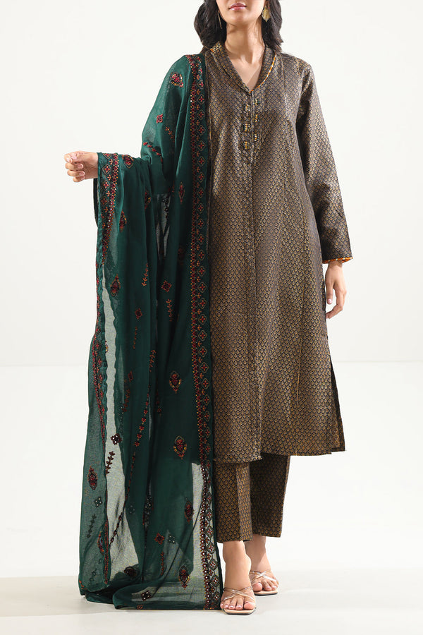 Luxury Pret Cotton Jacquard Stitched Shirt & Bottom