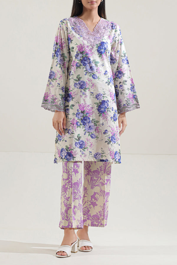 Printed+Embroidered Cambric Stitched Shirt