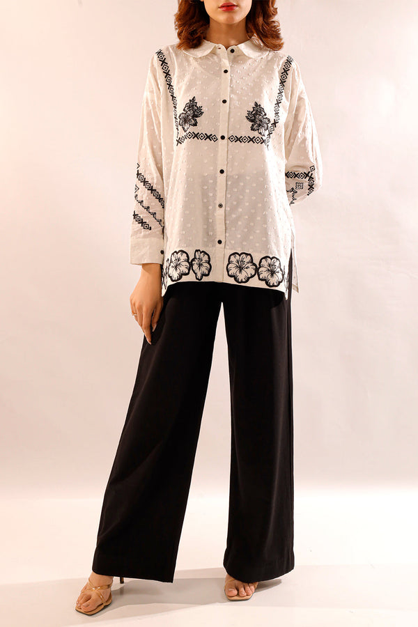 Solid Reverse Jacquard Stitched Shirt