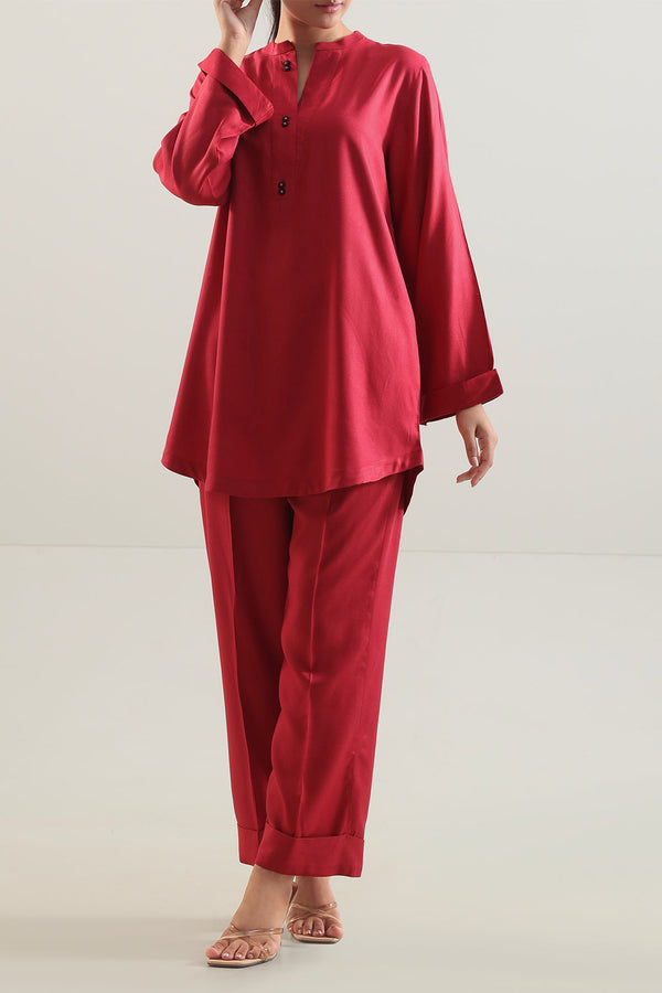 Solid Dobby Crepe Stitched 2 Piece (Shirt/Trouser)