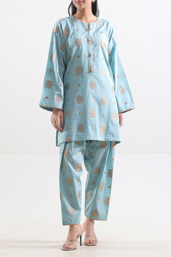 Cotton Jacquard Stitched 2 Piece (Shirt/Trouser)