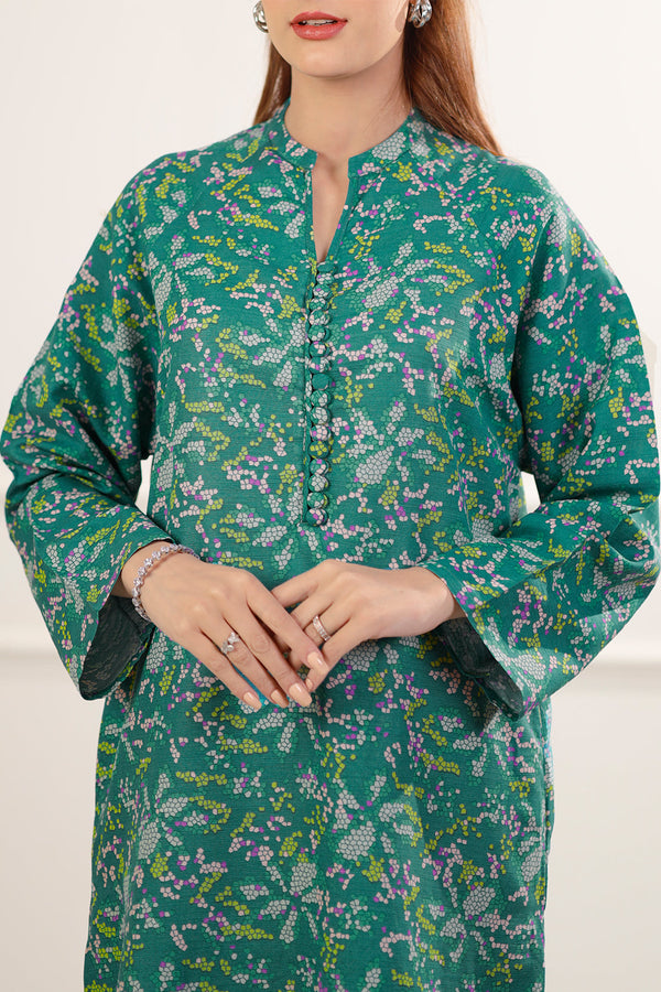 Printed Khaddar Stitched Shirt