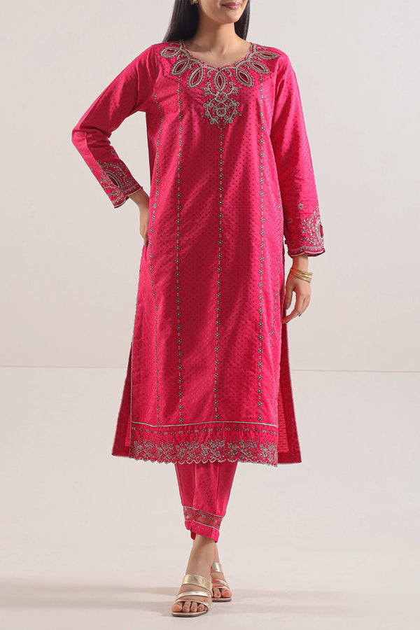 Luxury Pret Embroidered Self Jacquard Stitched 2 Piece (Shirt/Trouser)