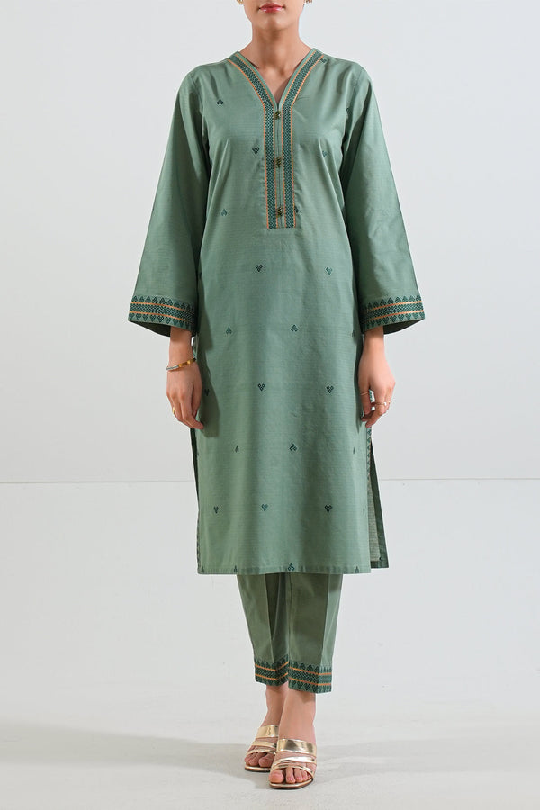 Cotton Jacquard Stitched 2 Piece (Shirt/Trouser)