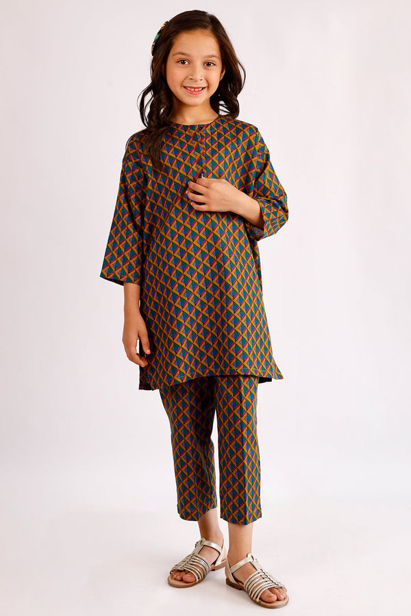 Printed Khaddar Stitched Shirt/Trouser For Kids