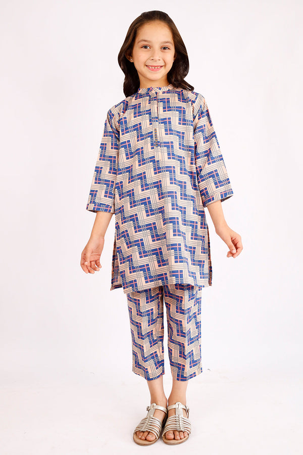 Printed Khaddar Stitched Shirt/Trouser For Kids