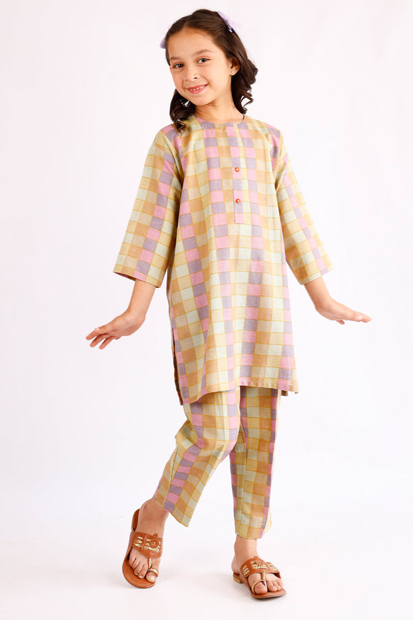 Printed Khaddar Stitched Shirt/Trouser For Kids