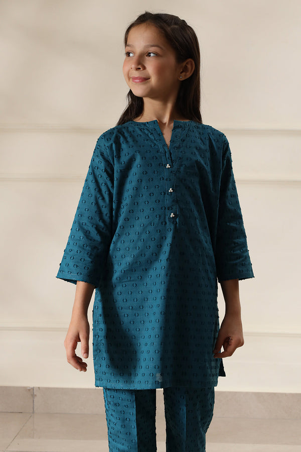 Stitched Reverse Jacquard Shirt/Trouser For Kids