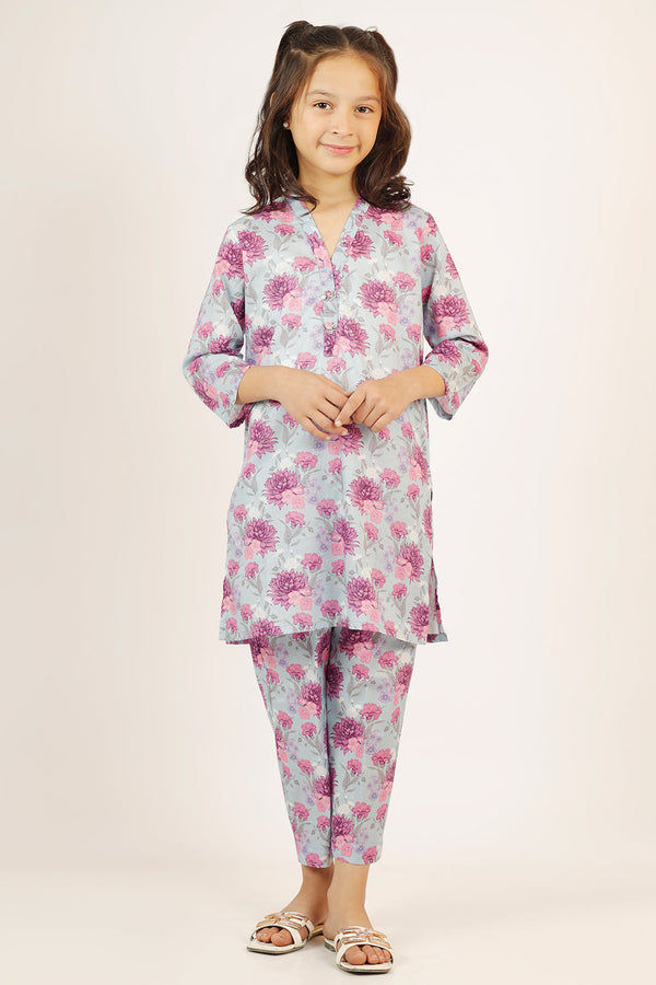 Printed Lawn Stitched 2 Piece (Shirt/Trouser)  For Kids