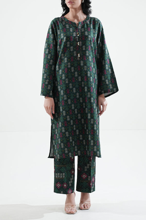 Printed Khaddar Stitched Shirt