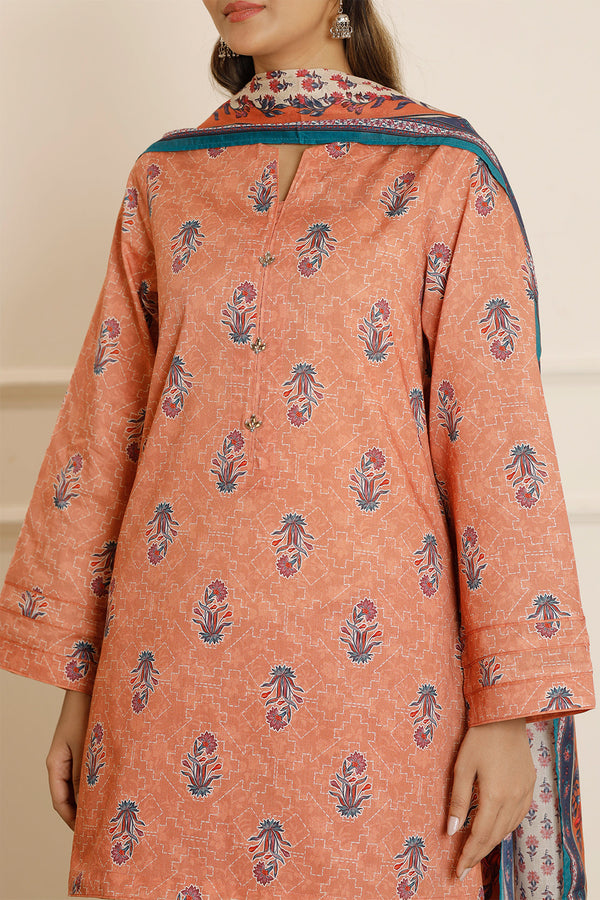 Printed Soft Touch Cotton Stitched 3 Piece