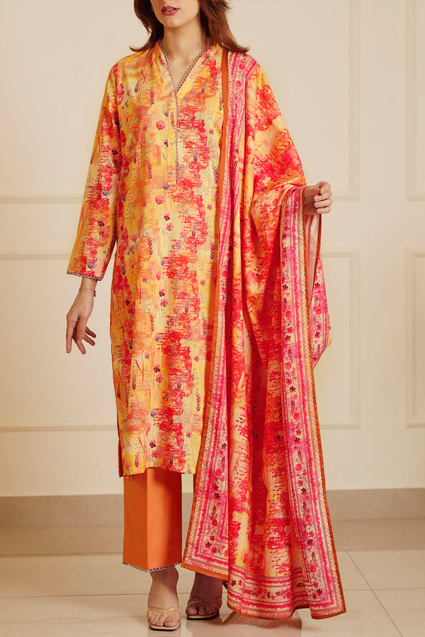 Printed Soft Touch Cotton Stitched 2 Piece (Shirt/Dupatta)