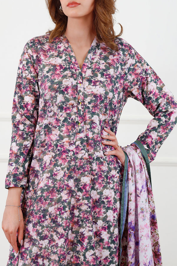 Printed Slub Cotton Stitched Shirt