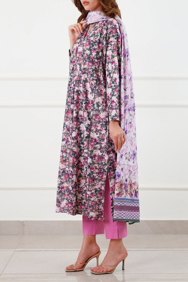 Printed Cotton Viscose Stitched 3 Piece