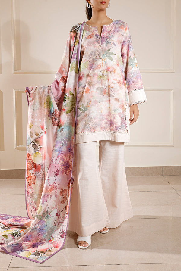 Printed Khaddar Stitched 3 Piece