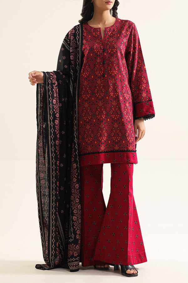 Printed Khaddar Stitched 3 Piece