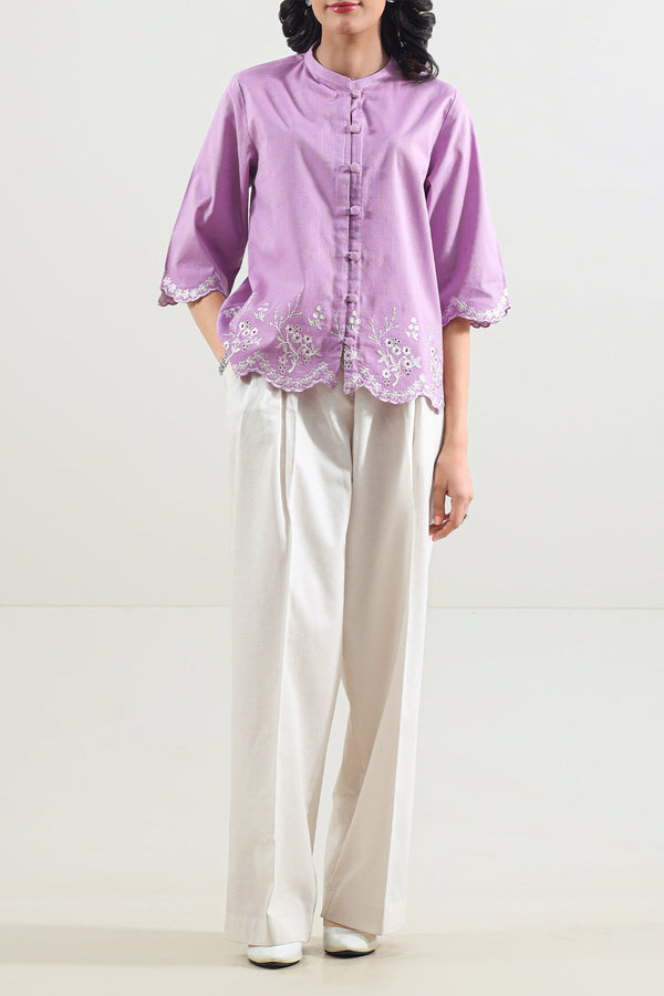 Cross Hatch Solid Emb Stitched Shirt