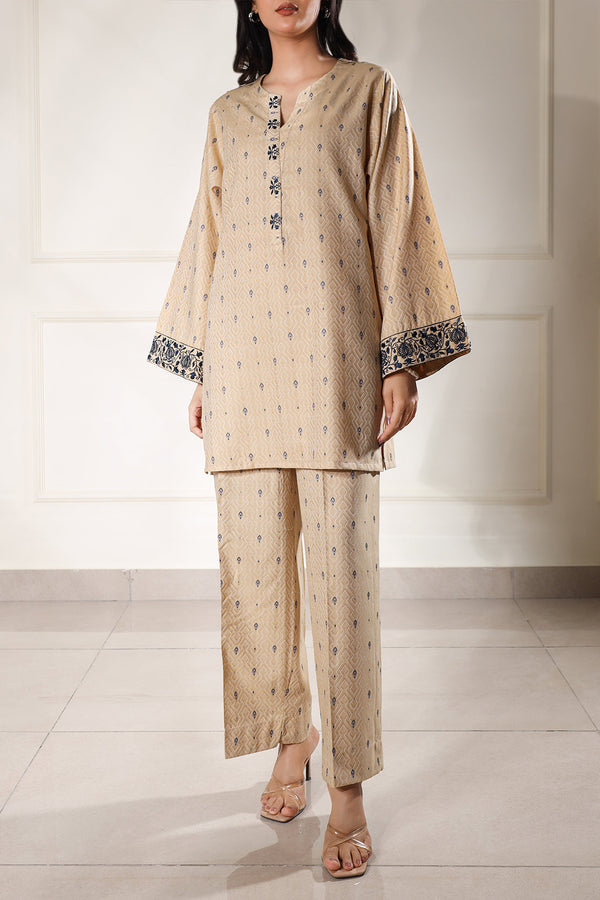 Embroidered Jacquard Cotton Stitched Shirt