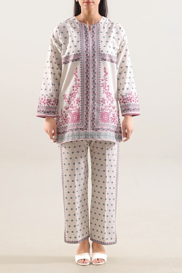 Cotton Jacquard Stitched 2 Piece (Shirt/Trouser)
