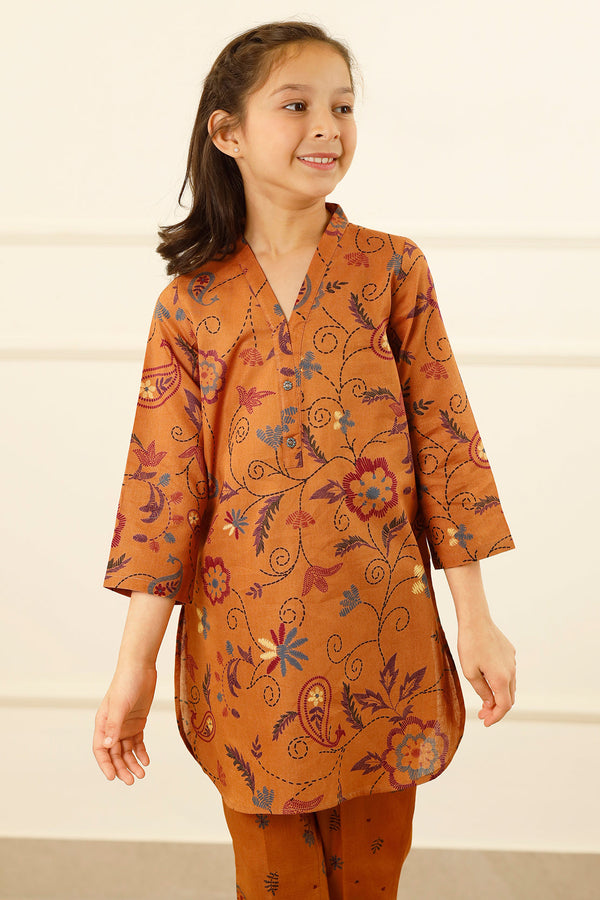 Printed Lawn Stitched 2 Piece (Shirt/Trouser)  For Kids