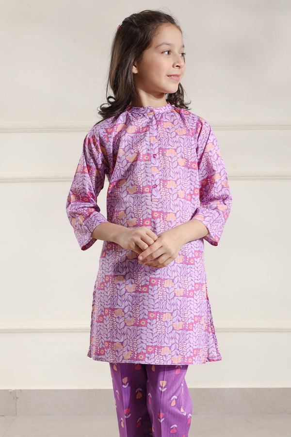Printed Lawn Stitched 2 Piece (Shirt/Trouser)  For Kids
