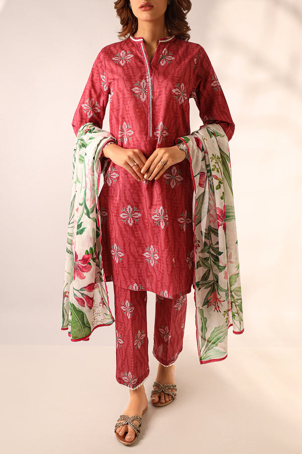 Printed Soft Touch Cotton Stitched 3 Piece