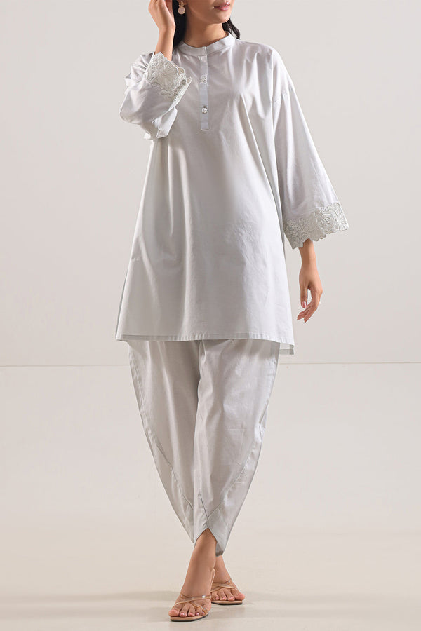Solid Embroidered Cambric Stitched 2 Piece (Shirt/Trouser)