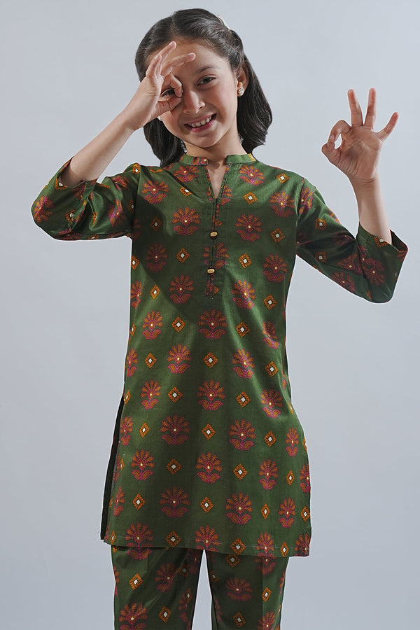 Printed Lawn Stitched 2 Piece (Shirt/Trouser)  For Kids
