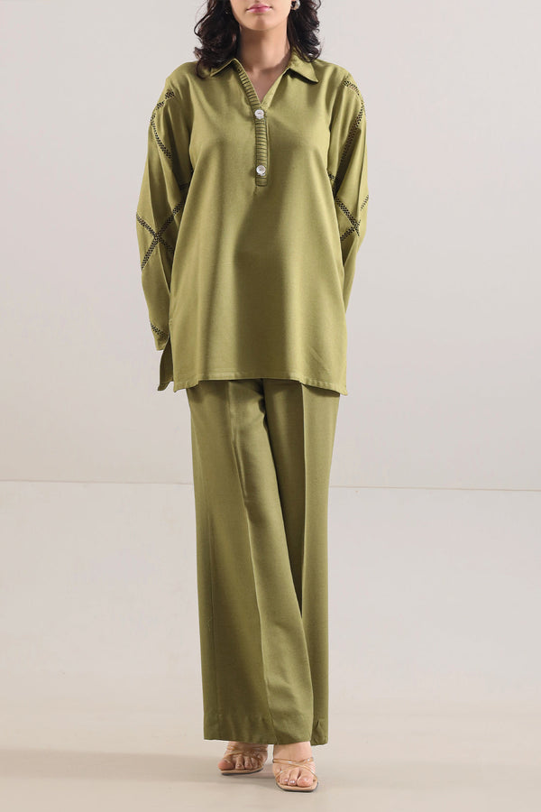 Solid Acrylic Stitched Shirt/Trouser 2 Piece
